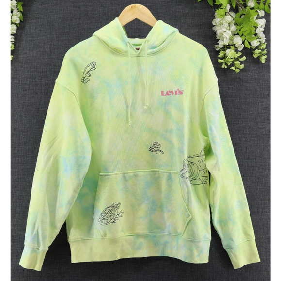 Levi's Men's Relaxed Fit Modern Vintage Scribble Logo Tie Dye Sweatshirt M NEW - Picture 1 of 10